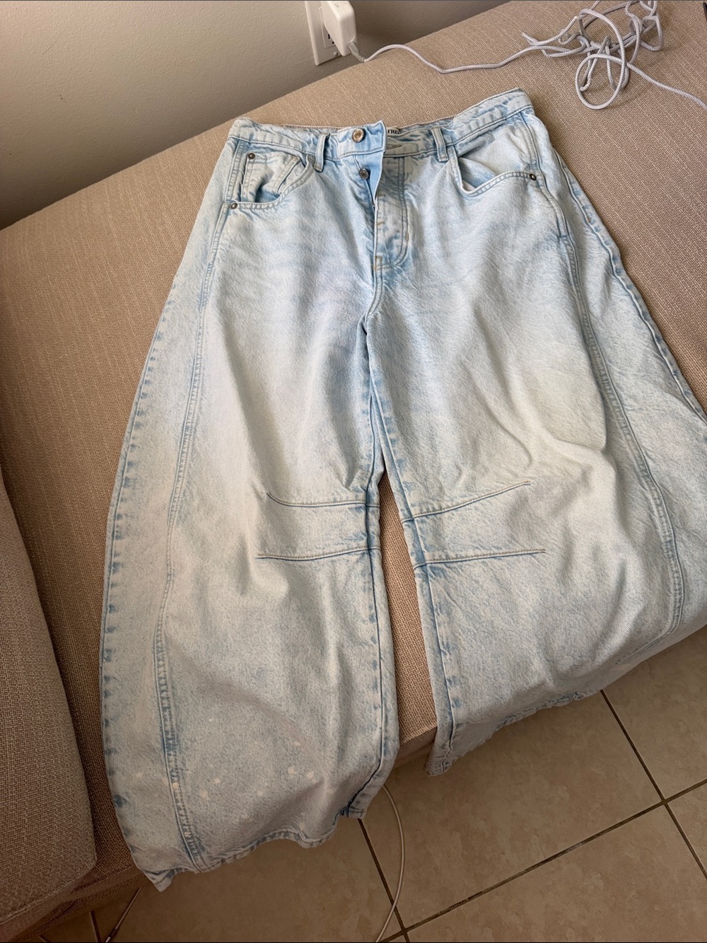 We The Free Light Wash Relaxed Wide-Leg Jeans